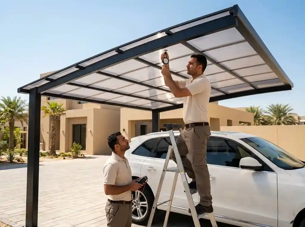 Polycarbonate car shade UAE villa driveway